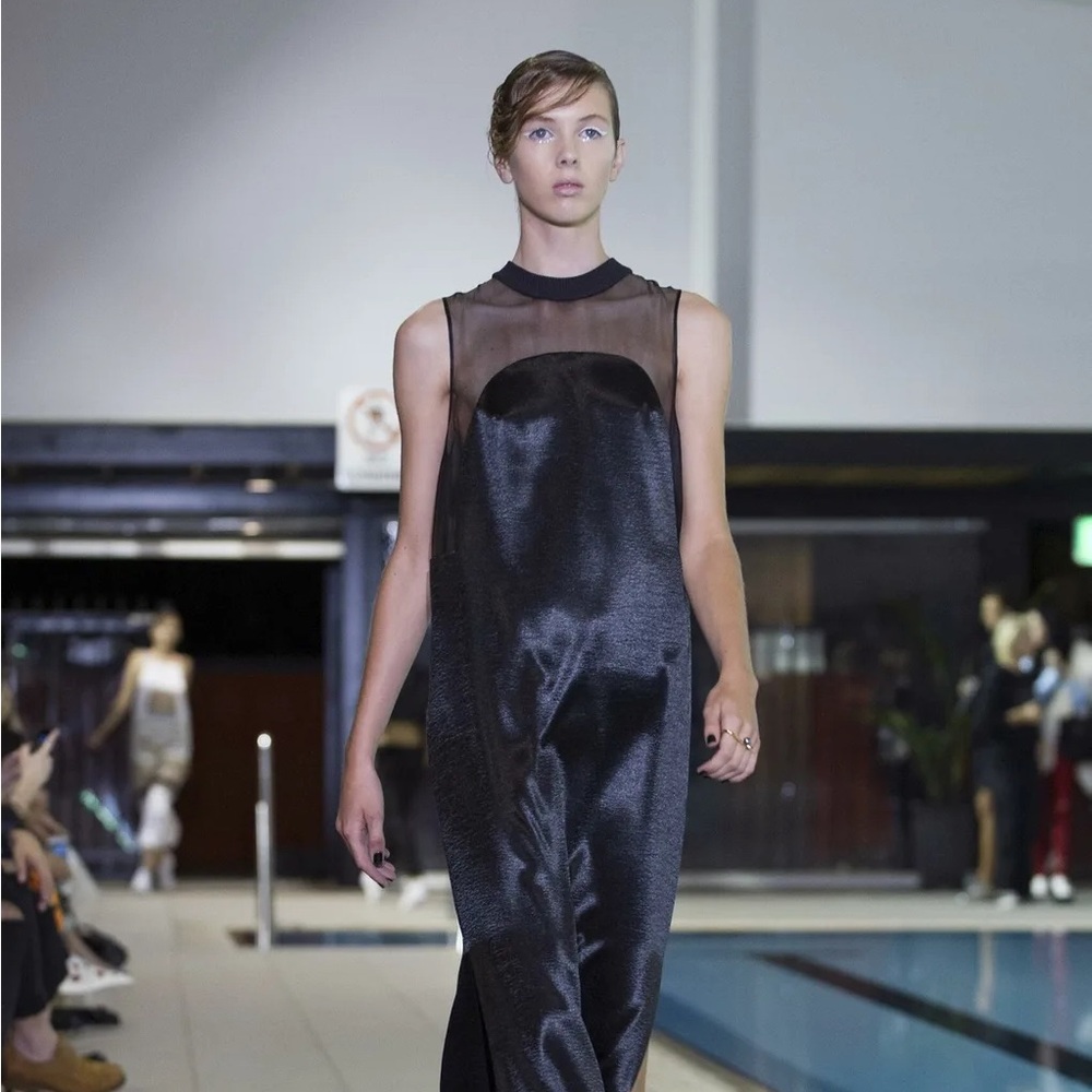 Karla Spetic Black Satin Maxi Dress